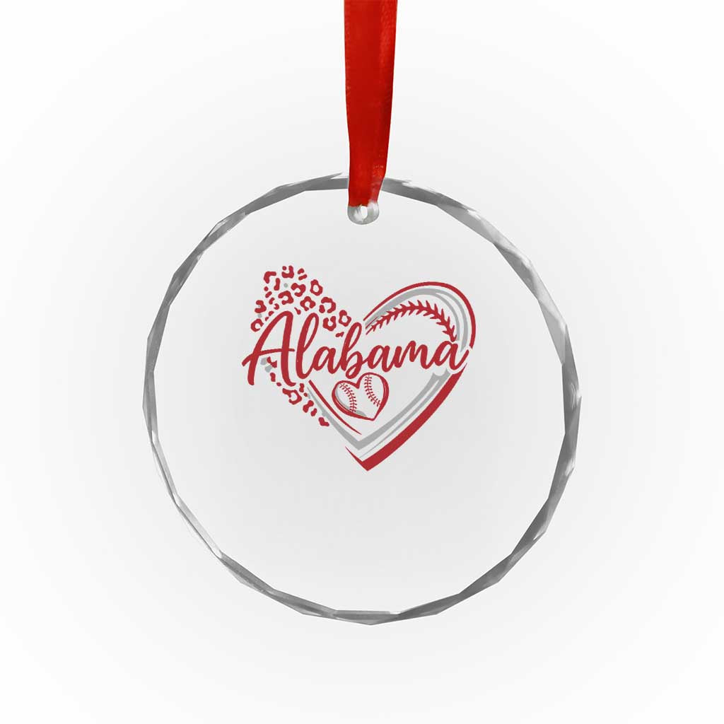 Alabama Fan Crystal Glass Ornament Bama Baseball Leopard Heart Graphic Game Day TS10 Print Your Wear