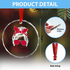 Alabama Fan Crystal Glass Ornament Bama Football Lover Game Day Messy Bun TS10 Print Your Wear