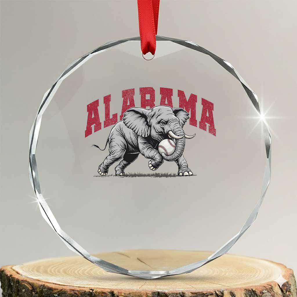 Alabama Fan Crystal Glass Ornament Baseball Bama Mascot Game Day TS10 Transparent Glass 3'' Circle Print Your Wear
