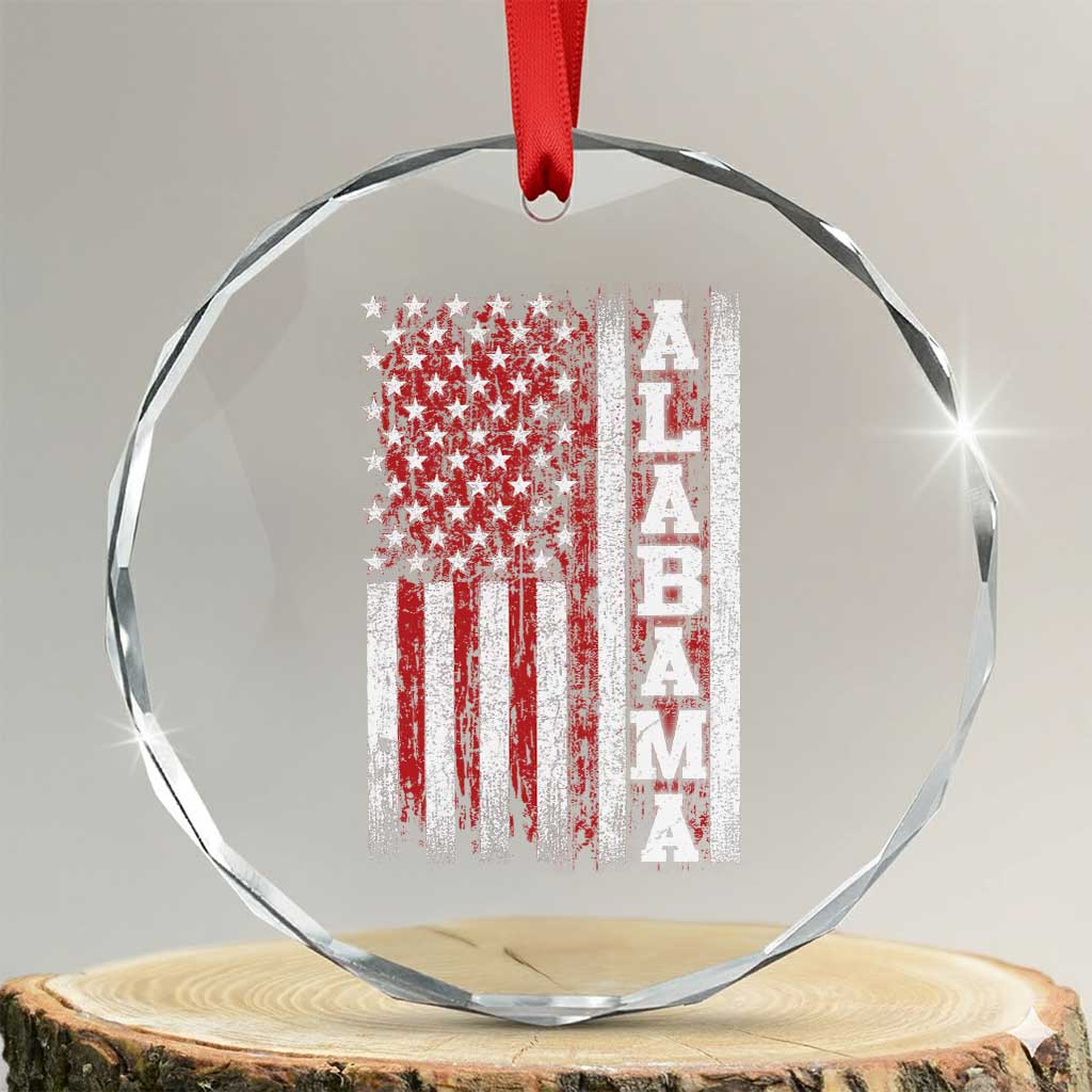 Alabama Fan Crystal Glass Ornament Classic Retro City USA Flag Patriotic American TS10 Transparent Glass 3'' Circle Print Your Wear