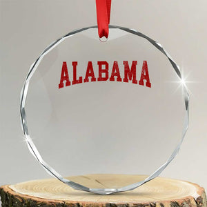 Alabama Fan Crystal Glass Ornament Red Bold Sport State Letters Game Day TS11 Transparent Glass 3'' Circle Print Your Wear