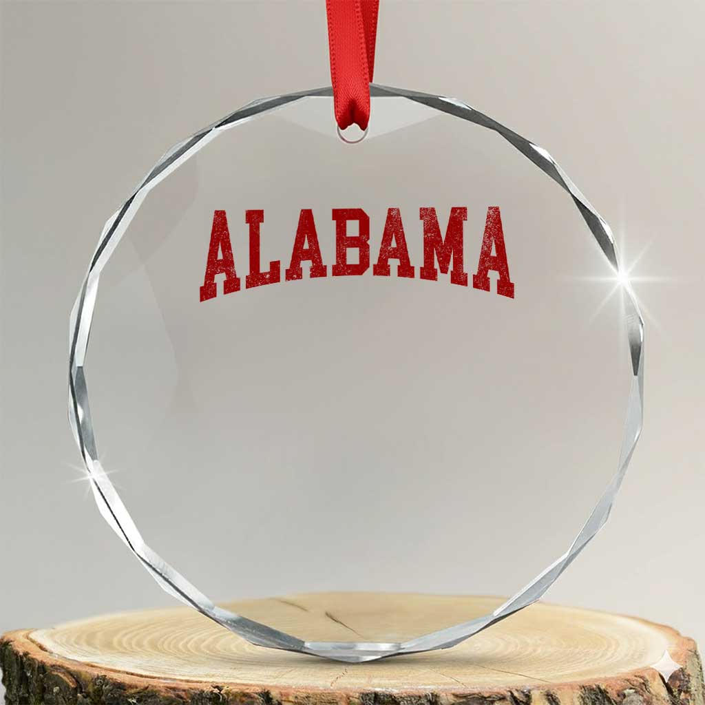 Alabama Fan Crystal Glass Ornament Red Bold Sport State Letters Game Day TS11 Transparent Glass 3'' Circle Print Your Wear