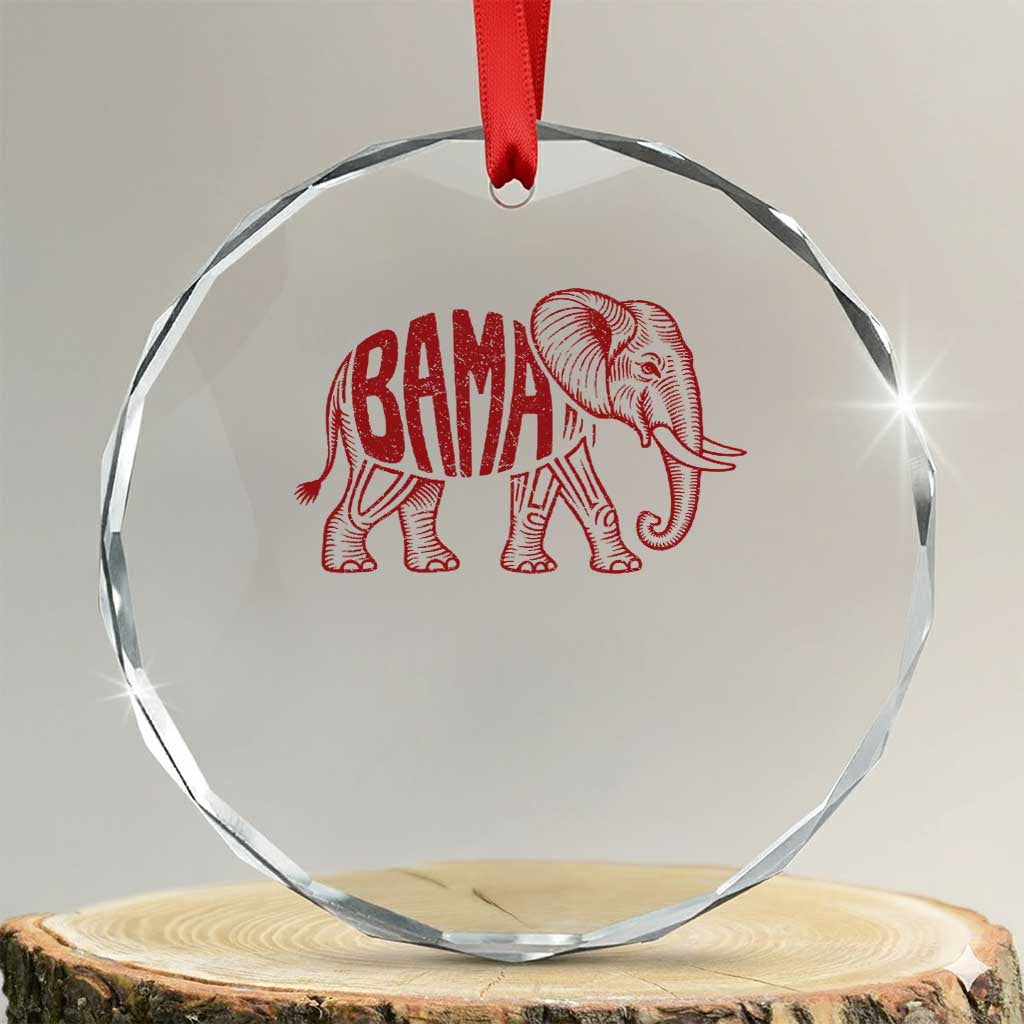 Alabama Fan Crystal Glass Ornament Retro Vintage City Elephant Bama Mascot Game Day TS10 Transparent Glass 3'' Circle Print Your Wear
