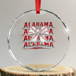 Alabama Fan Crystal Glass Ornament Vintage Bama Baseball Coquette Bow Women Girls Kids TS10 Transparent Glass 3'' Circle Print Your Wear