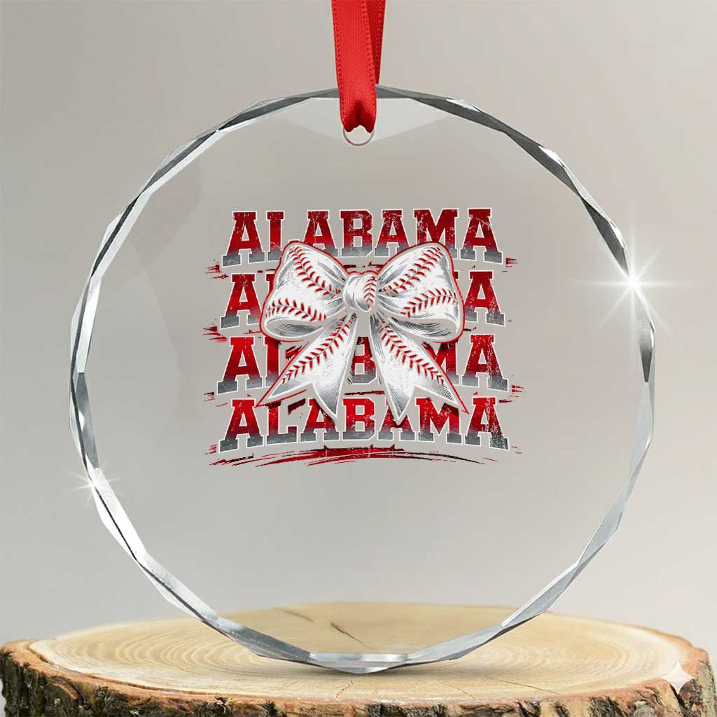Alabama Fan Crystal Glass Ornament Vintage Bama Baseball Coquette Bow Women Girls Kids TS10 Transparent Glass 3'' Circle Print Your Wear