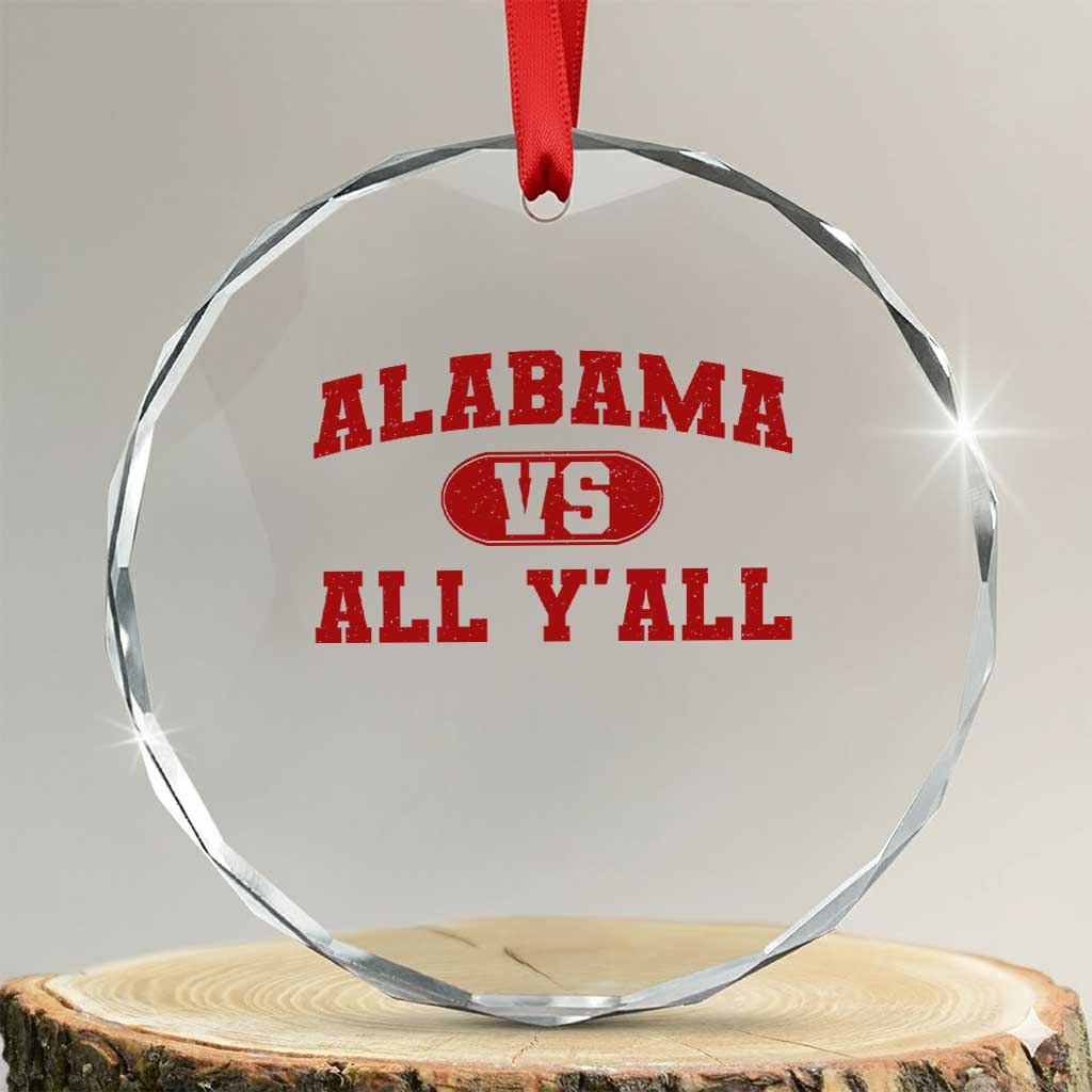Alabama Fan Crystal Glass Ornament Vintage Sports Design Red Design Game Day TS10 Transparent Glass 3'' Circle Print Your Wear