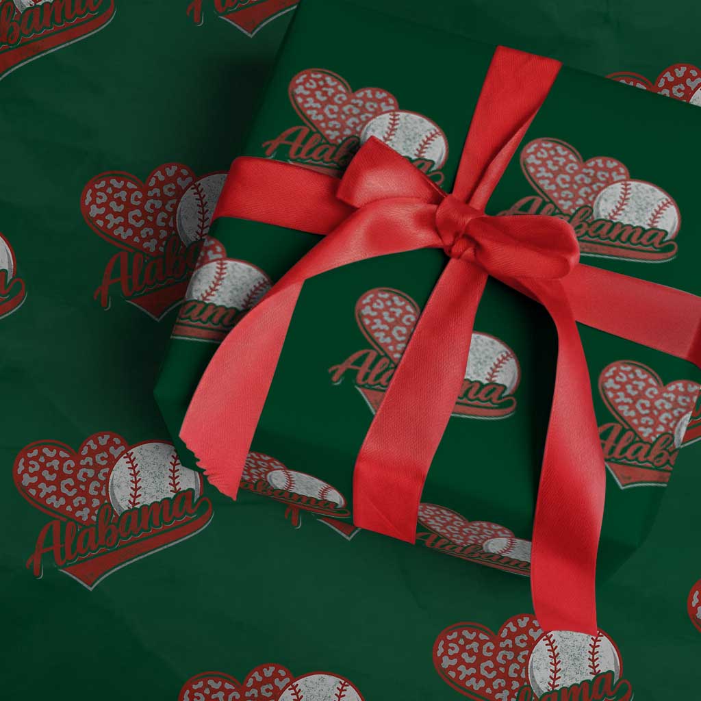 Alabama Fan Wrapping Paper Roll AL Baseball Heart Graphic Sports Style 80s 90s TS10 Green Print Your Wear