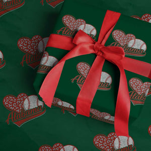 Alabama Fan Wrapping Paper Roll AL Baseball Heart Graphic Sports Style 80s 90s TS10 Green Print Your Wear