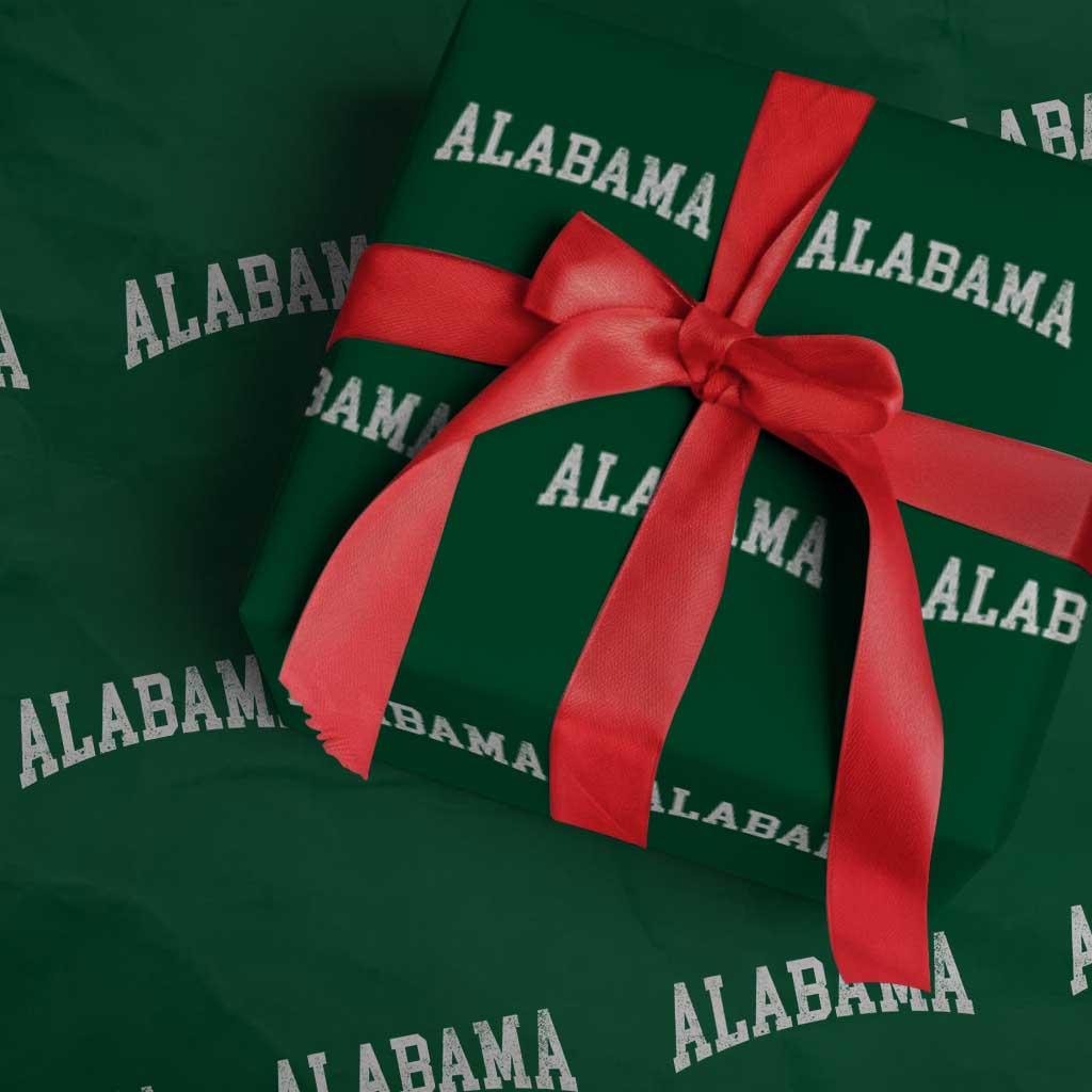 Alabama Fan Wrapping Paper Roll Vintage Bold Sport State Letters AL Game Day TS11 Green Print Your Wear