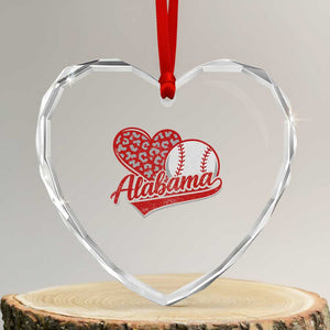 Alabama Fan Heart Crystal Glass Ornament AL Baseball Heart Graphic Sports Style 80s 90s TS10 Transparent Glass 3'' Heart Print Your Wear