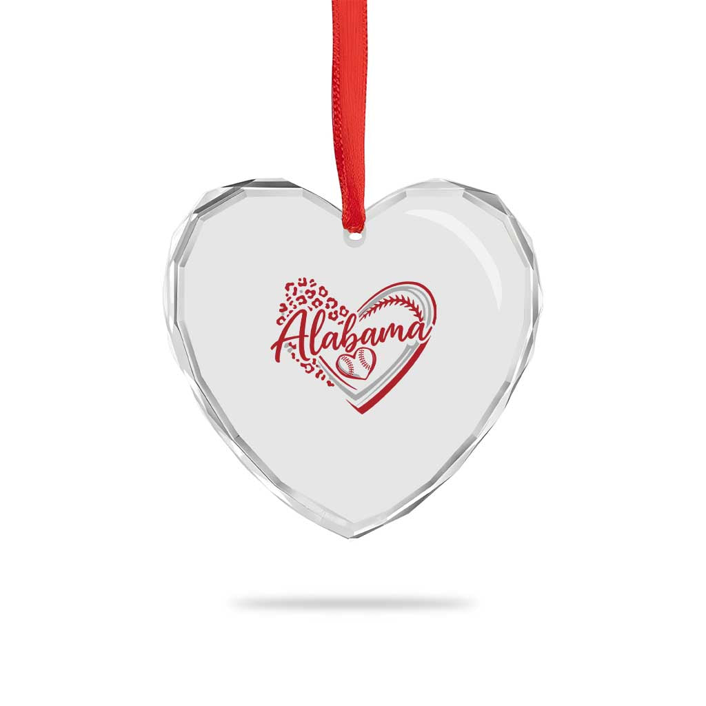 Alabama Fan Heart Crystal Glass Ornament Bama Baseball Leopard Heart Graphic Game Day TS10 Print Your Wear