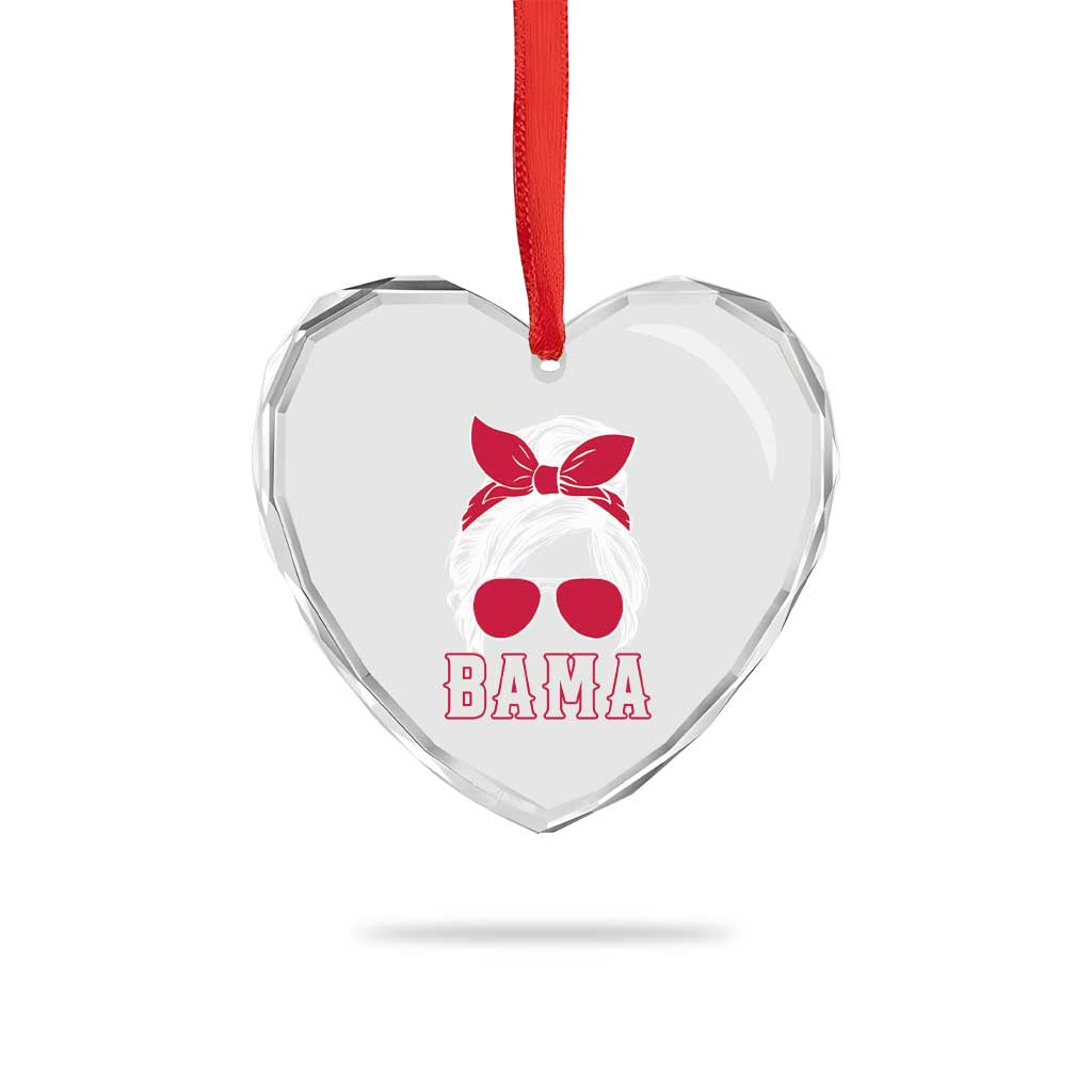 Alabama Fan Heart Crystal Glass Ornament Bama Football Lover Game Day Messy Bun TS10 Print Your Wear