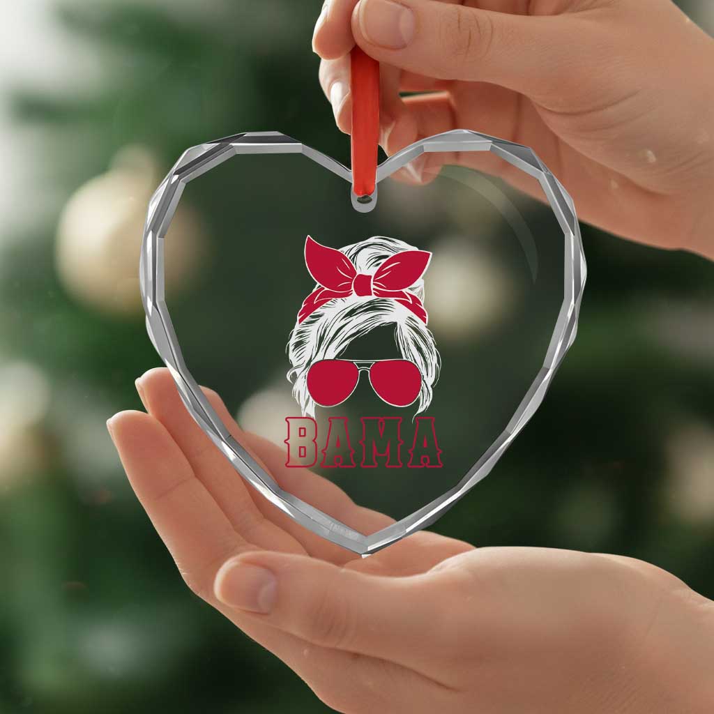 Alabama Fan Heart Crystal Glass Ornament Bama Football Lover Game Day Messy Bun TS10 Print Your Wear