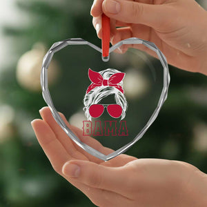 Alabama Fan Heart Crystal Glass Ornament Bama Football Lover Game Day Messy Bun TS10 Print Your Wear