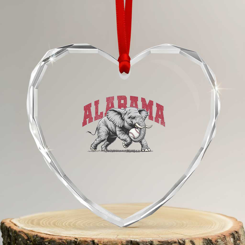 Alabama Fan Heart Crystal Glass Ornament Baseball Bama Mascot Game Day TS10 Transparent Glass 3'' Heart Print Your Wear