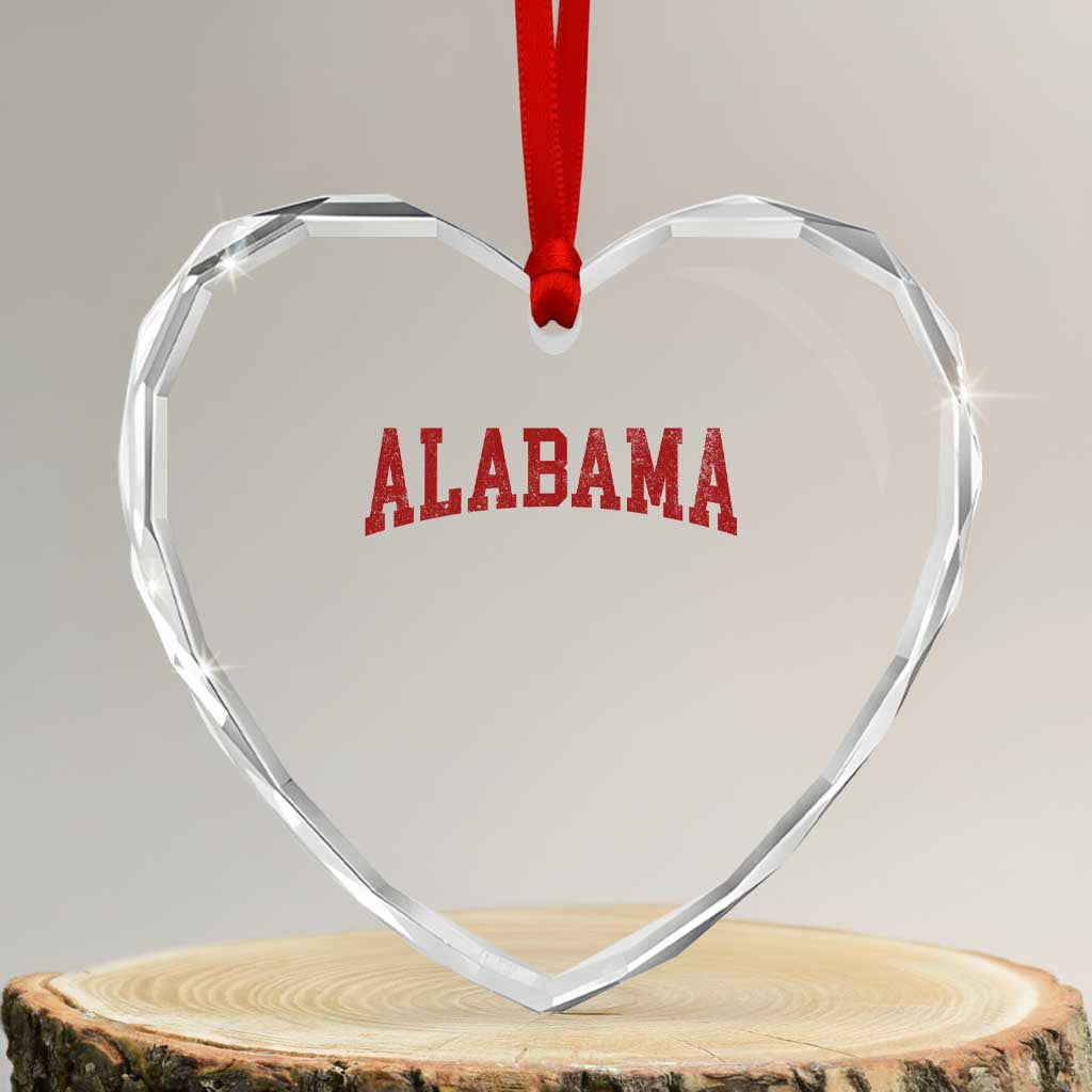 Alabama Fan Heart Crystal Glass Ornament Red Bold Sport State Letters Game Day TS11 Transparent Glass 3'' Heart Print Your Wear