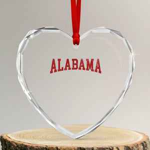 Alabama Fan Heart Crystal Glass Ornament Red Bold Sport State Letters Game Day TS11 Transparent Glass 3'' Heart Print Your Wear