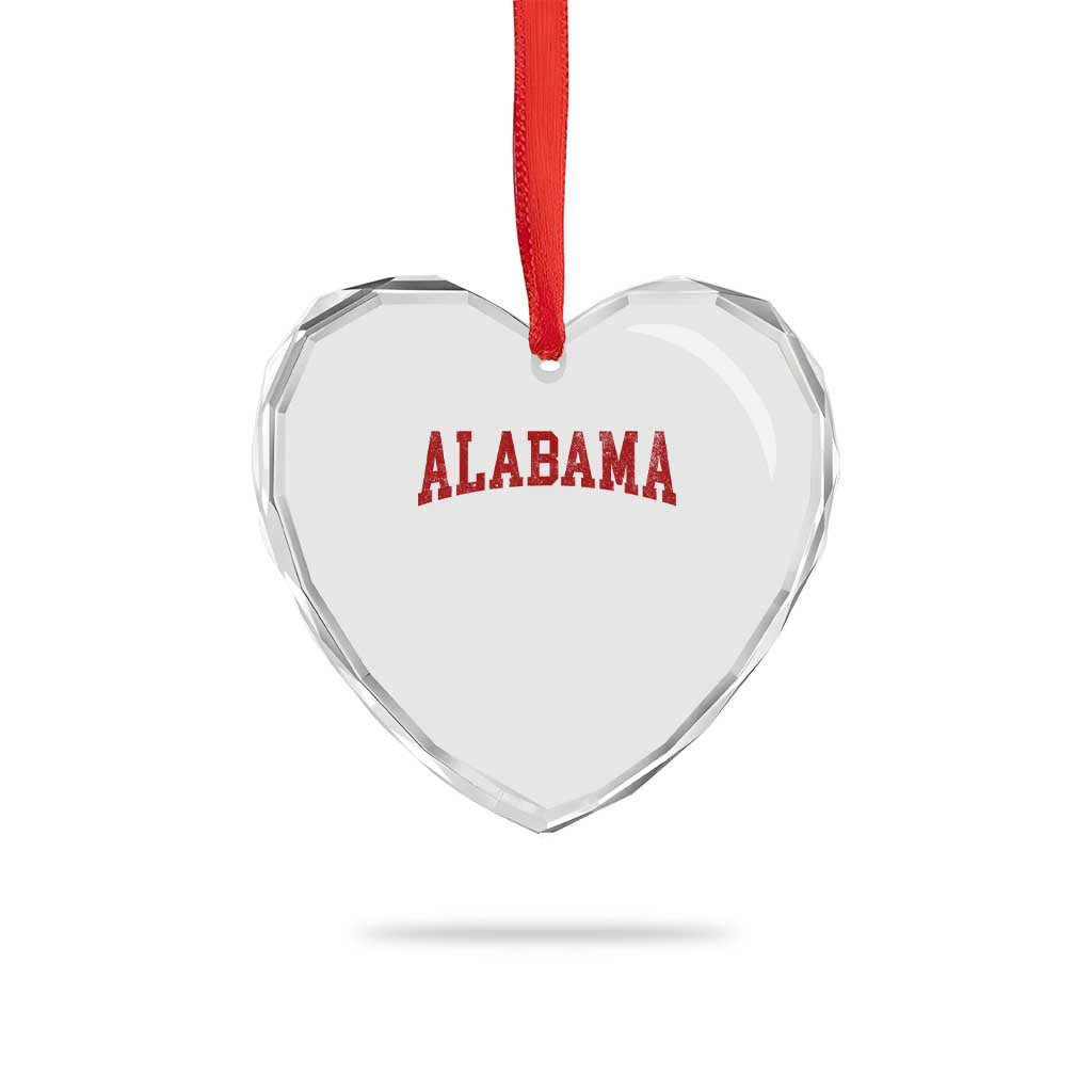 Alabama Fan Heart Crystal Glass Ornament Red Bold Sport State Letters Game Day TS11 Print Your Wear