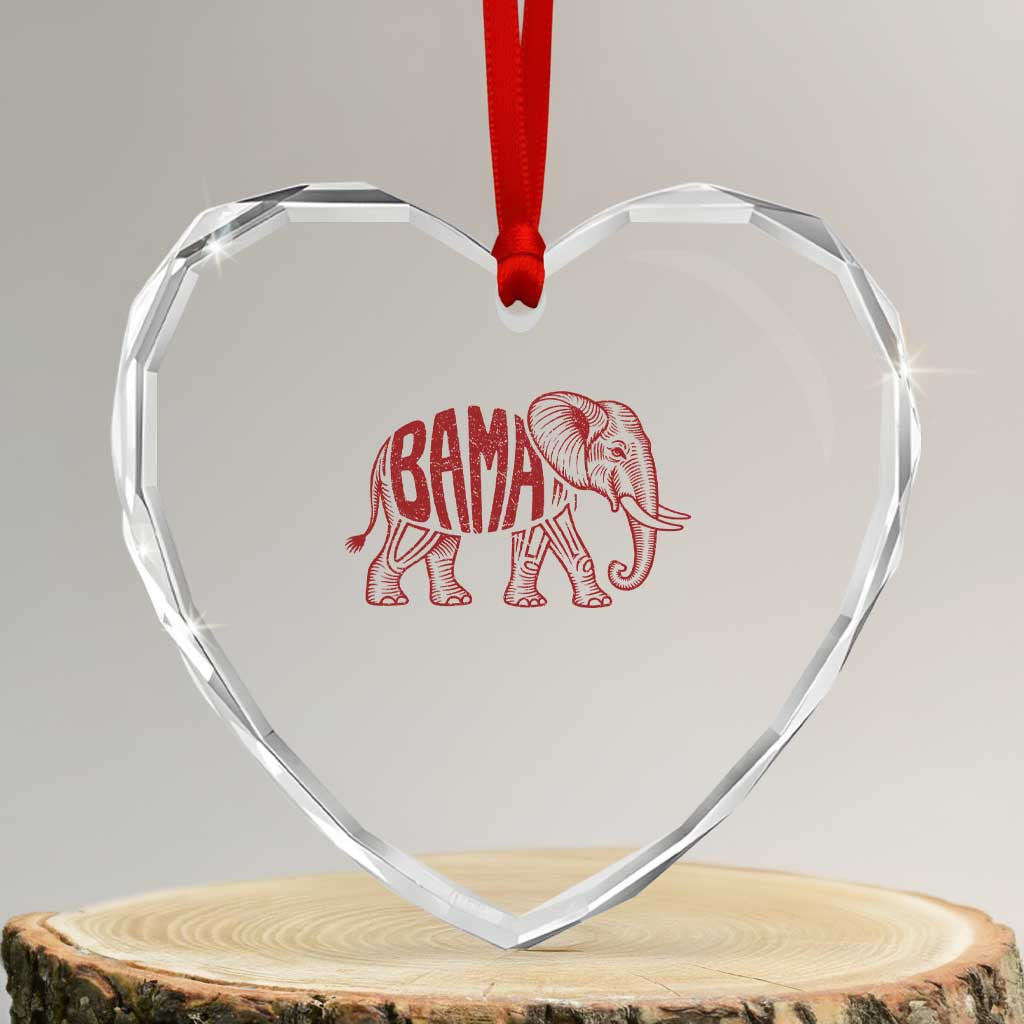 Alabama Fan Heart Crystal Glass Ornament Retro Vintage City Elephant Bama Mascot Game Day TS10 Transparent Glass 3'' Heart Print Your Wear