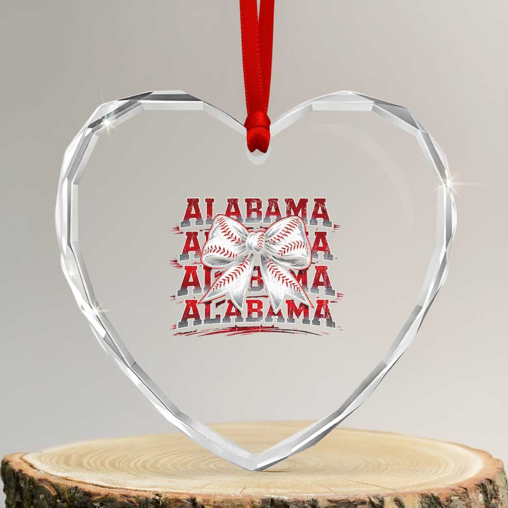 Alabama Fan Heart Crystal Glass Ornament Vintage Bama Baseball Coquette Bow Women Girls Kids TS10 Transparent Glass 3'' Heart Print Your Wear