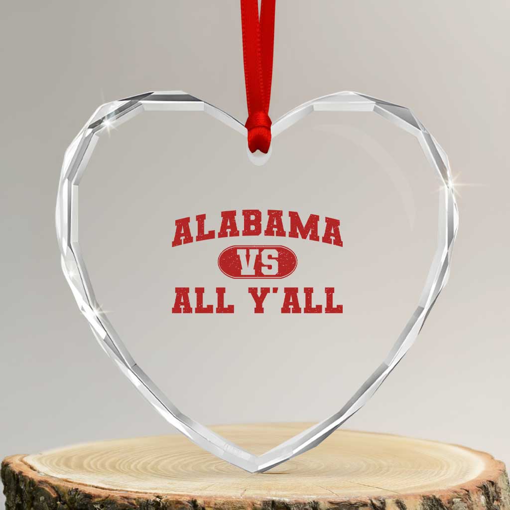 Alabama Fan Heart Crystal Glass Ornament Vintage Sports Design Red Design Game Day TS10 Transparent Glass 3'' Heart Print Your Wear