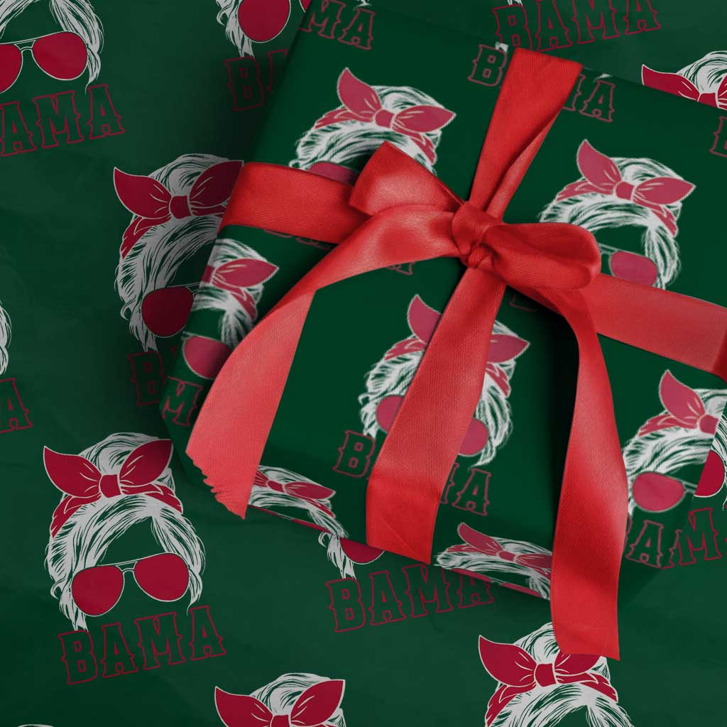 Alabama Fan Wrapping Paper Roll Bama Football Lover Game Day Messy Bun TS10 Green Print Your Wear
