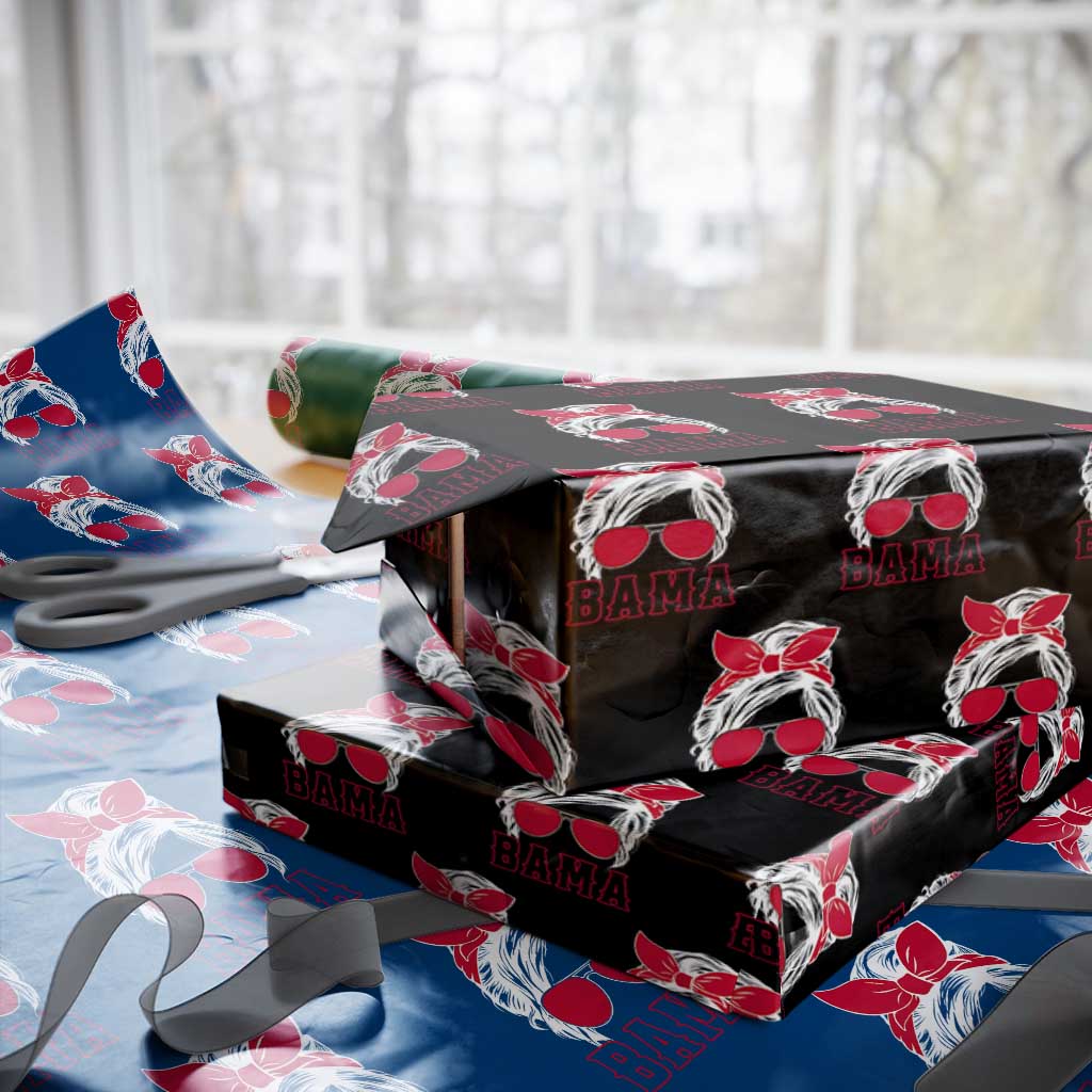 Alabama Fan Wrapping Paper Roll Bama Football Lover Game Day Messy Bun TS10 Black Print Your Wear