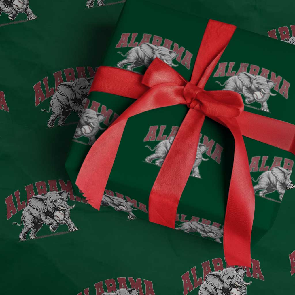 Alabama Fan Wrapping Paper Roll Baseball Bama Mascot Game Day TS10 Green Print Your Wear