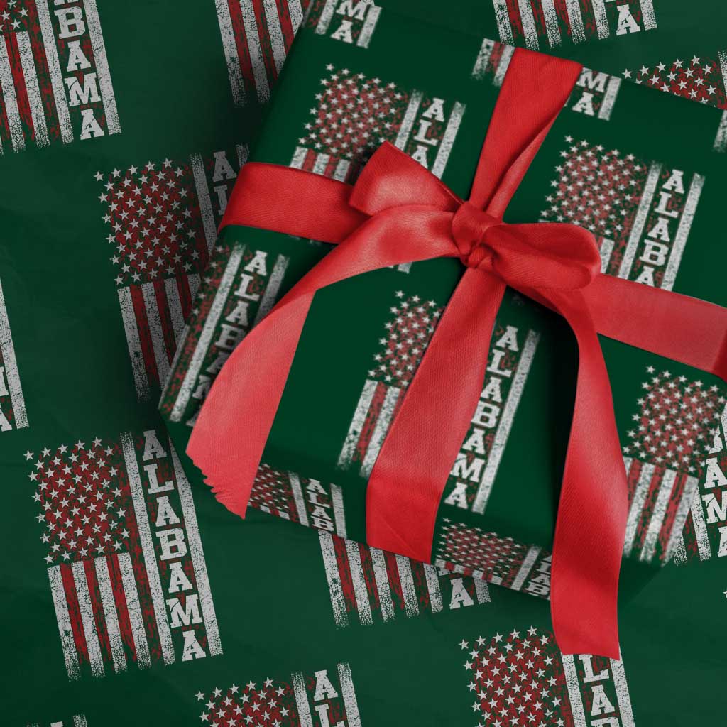 Alabama Fan Wrapping Paper Roll Classic Retro City USA Flag Patriotic American TS10 Green Print Your Wear