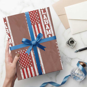 Alabama Fan Wrapping Paper Roll Classic Retro City USA Flag Patriotic American TS10 Mocha Print Your Wear
