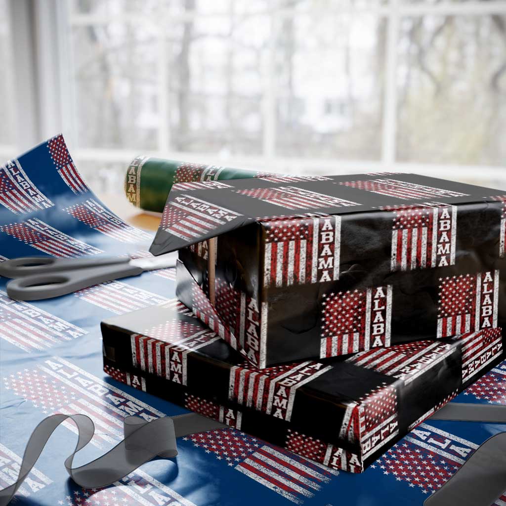 Alabama Fan Wrapping Paper Roll Classic Retro City USA Flag Patriotic American TS10 Black Print Your Wear