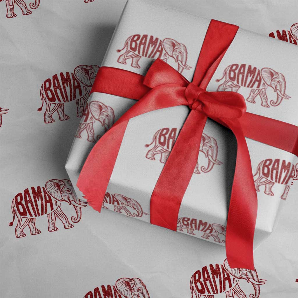 Alabama Fan Wrapping Paper Roll Retro Vintage City Elephant Bama Mascot Game Day TS10 White Print Your Wear