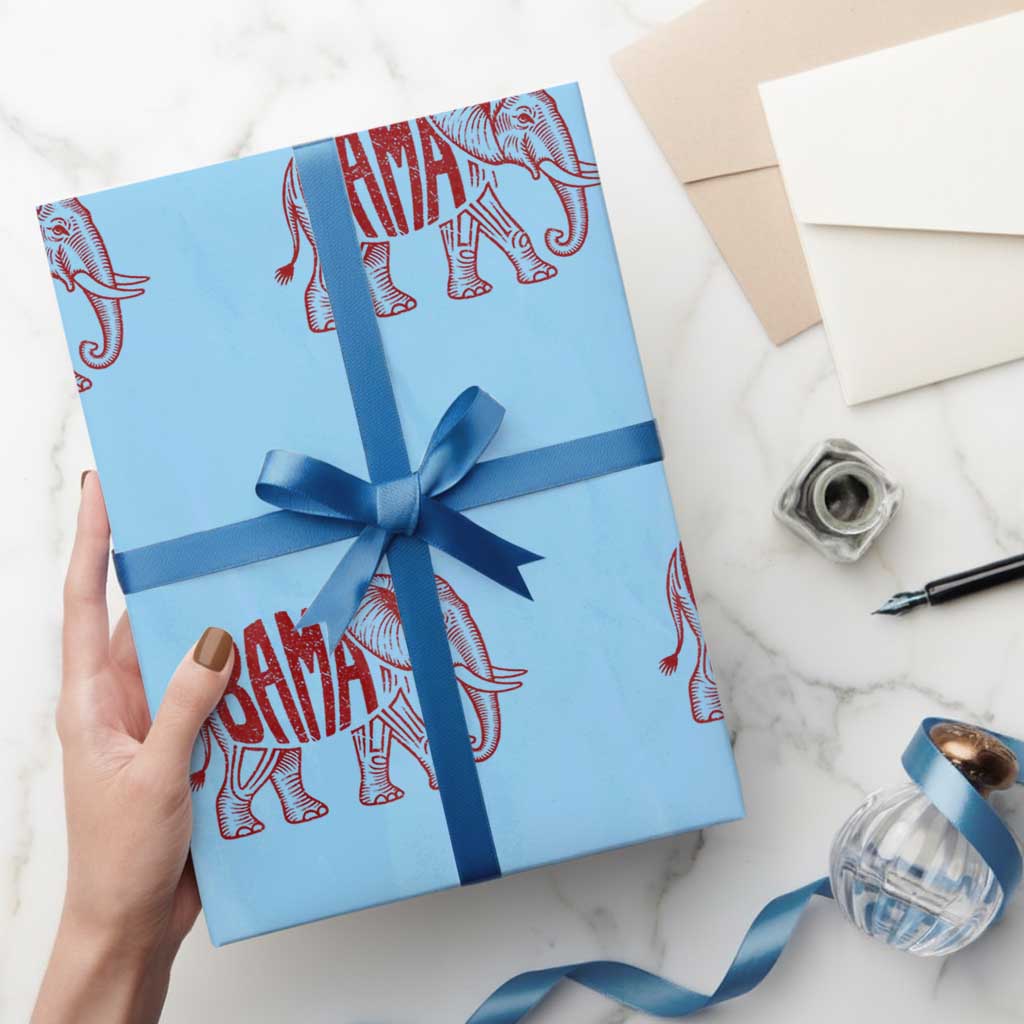 Alabama Fan Wrapping Paper Roll Retro Vintage City Elephant Bama Mascot Game Day TS10 Light Blue Print Your Wear