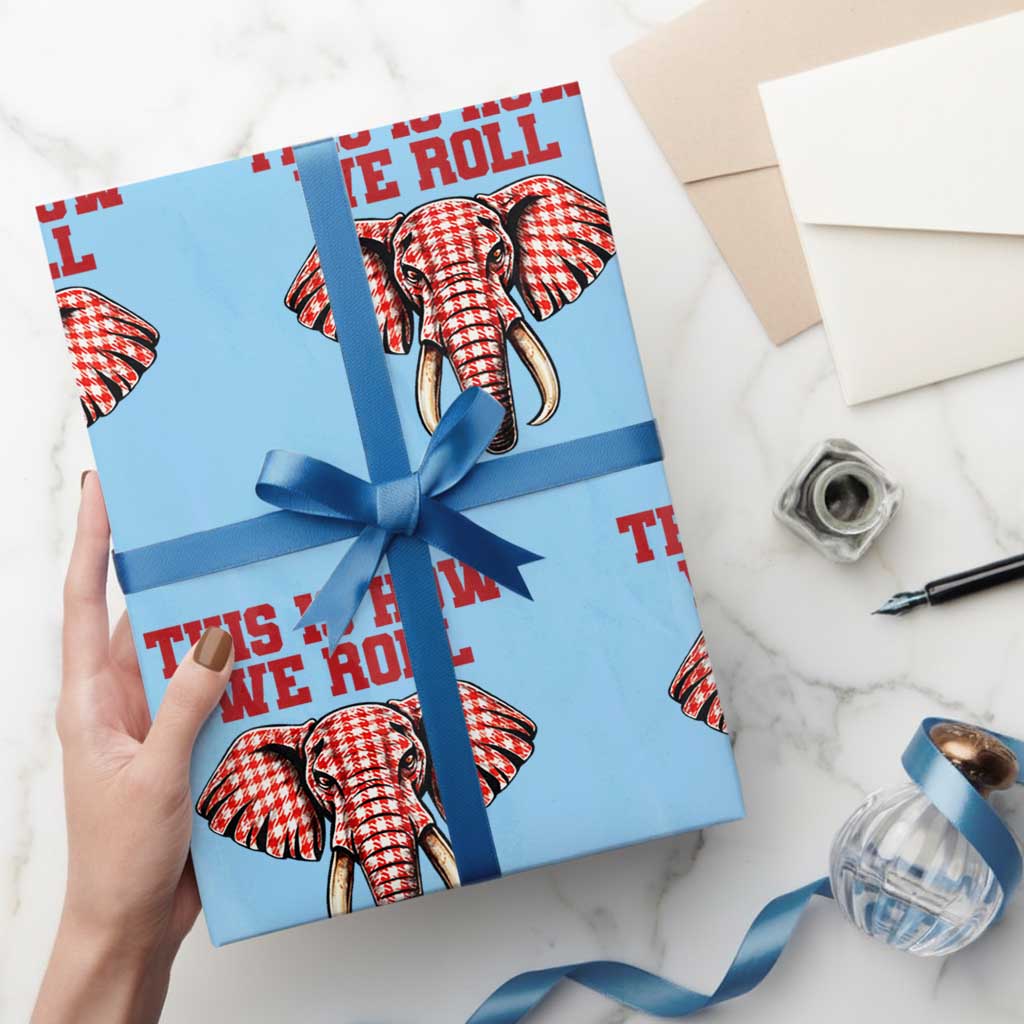 Alabama Fan Wrapping Paper Roll This Is How We Roll Elephant Bama Mascot Game Day TS10 Light Blue Print Your Wear