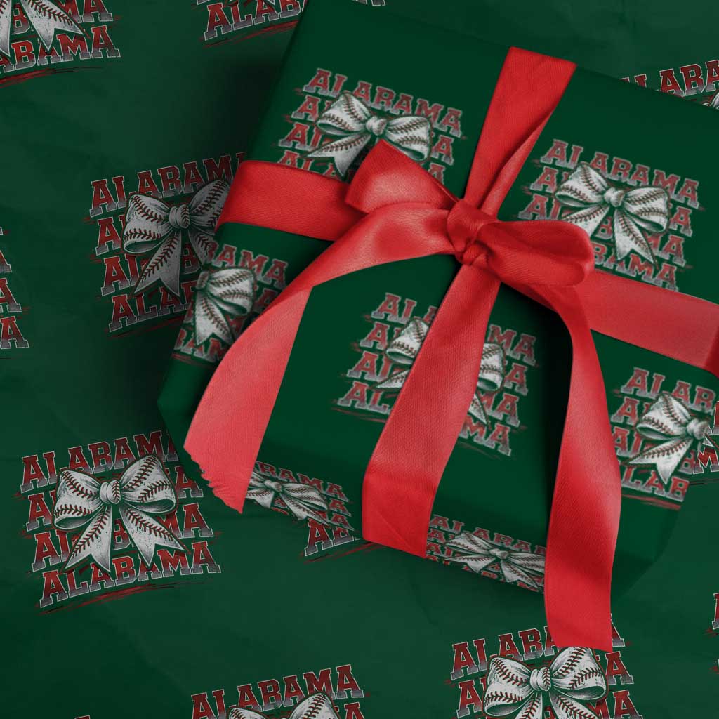Alabama Fan Wrapping Paper Roll Vintage Bama Baseball Coquette Bow Women Girls Kids TS10 Green Print Your Wear