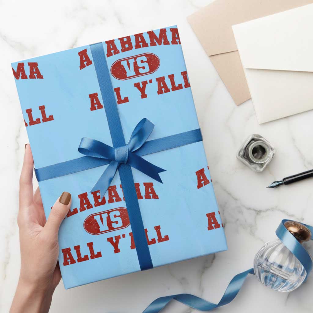Alabama Fan Wrapping Paper Roll Vintage Sports Design Red Design Game Day TS10 Light Blue Print Your Wear
