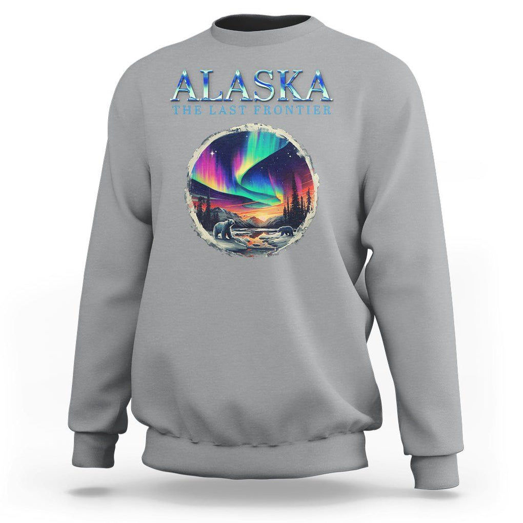 Alaska Aurora Sweatshirt The Last Frontier Polar Bear TS09 Sport Gray Print Your Wear