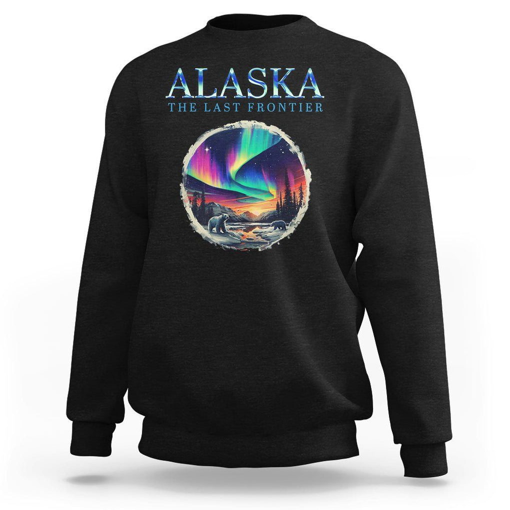 Alaska Aurora Sweatshirt The Last Frontier Polar Bear TS09 Black Print Your Wear