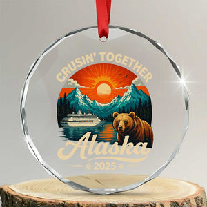Alaska Cruise Crystal Glass Ornament Retro Alaskan Cruisin Together Matching Family Cruise TS10 Transparent Glass 3'' Circle Print Your Wear