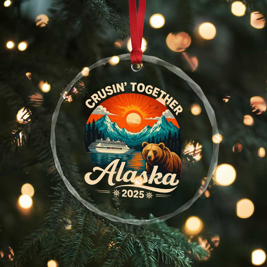 Alaska Cruise Crystal Glass Ornament Retro Alaskan Cruisin Together Matching Family Cruise TS10 Print Your Wear