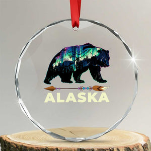 Alaska Crystal Glass Ornament Alaskan Night Sky Northern Lights Aurora Bear TS10 Transparent Glass 3'' Circle Print Your Wear