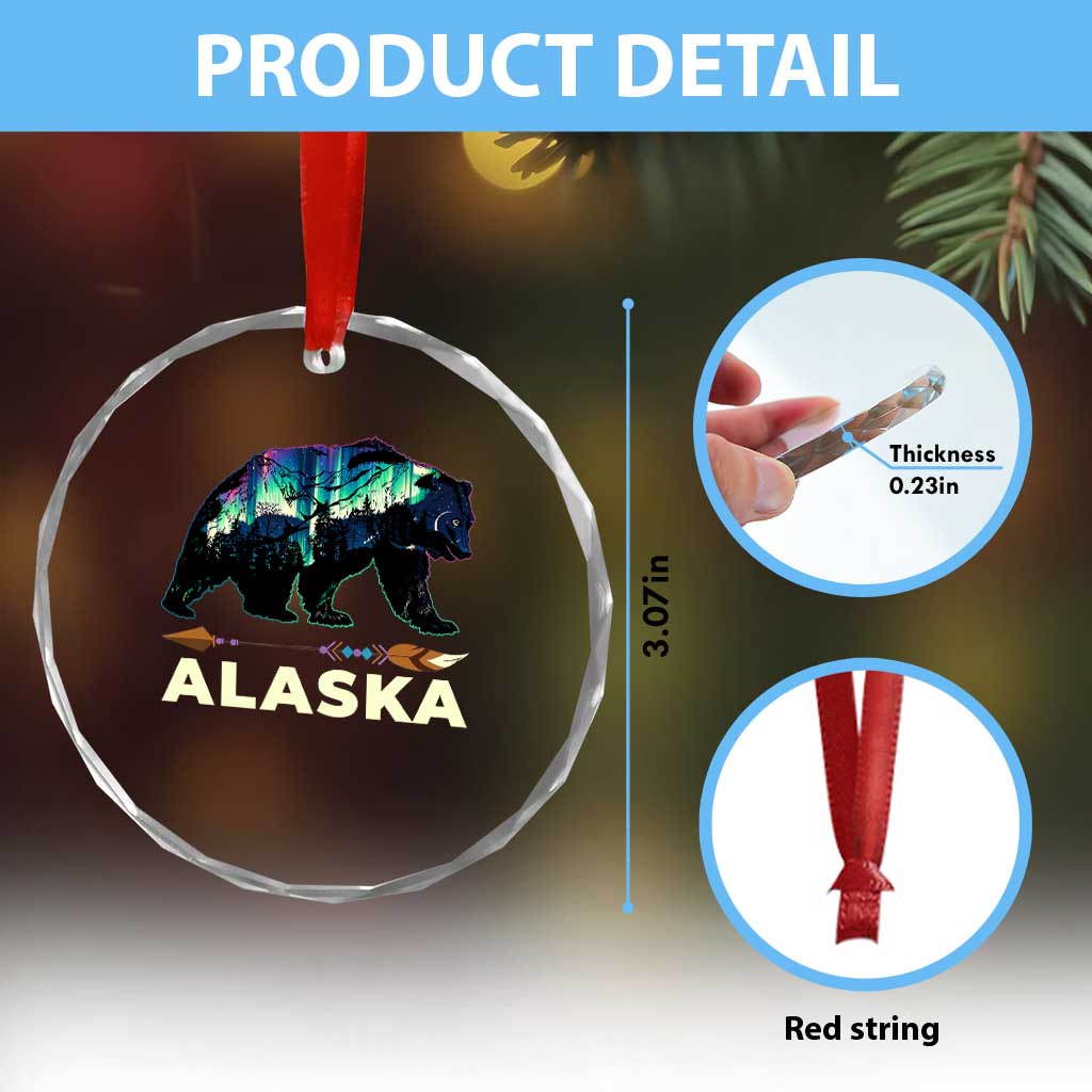 Alaska Crystal Glass Ornament Alaskan Night Sky Northern Lights Aurora Bear TS10 Print Your Wear