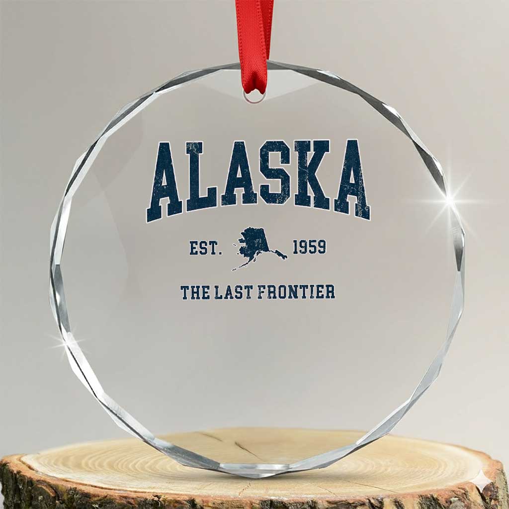 Alaska Crystal Glass Ornament Vintage Sports Design The Last Frontier Souvenirs TS10 Transparent Glass 3'' Circle Print Your Wear