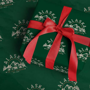Alaska Wrapping Paper Roll Vintage Bear The Last Frontier Souvenir TS10 Green Print Your Wear