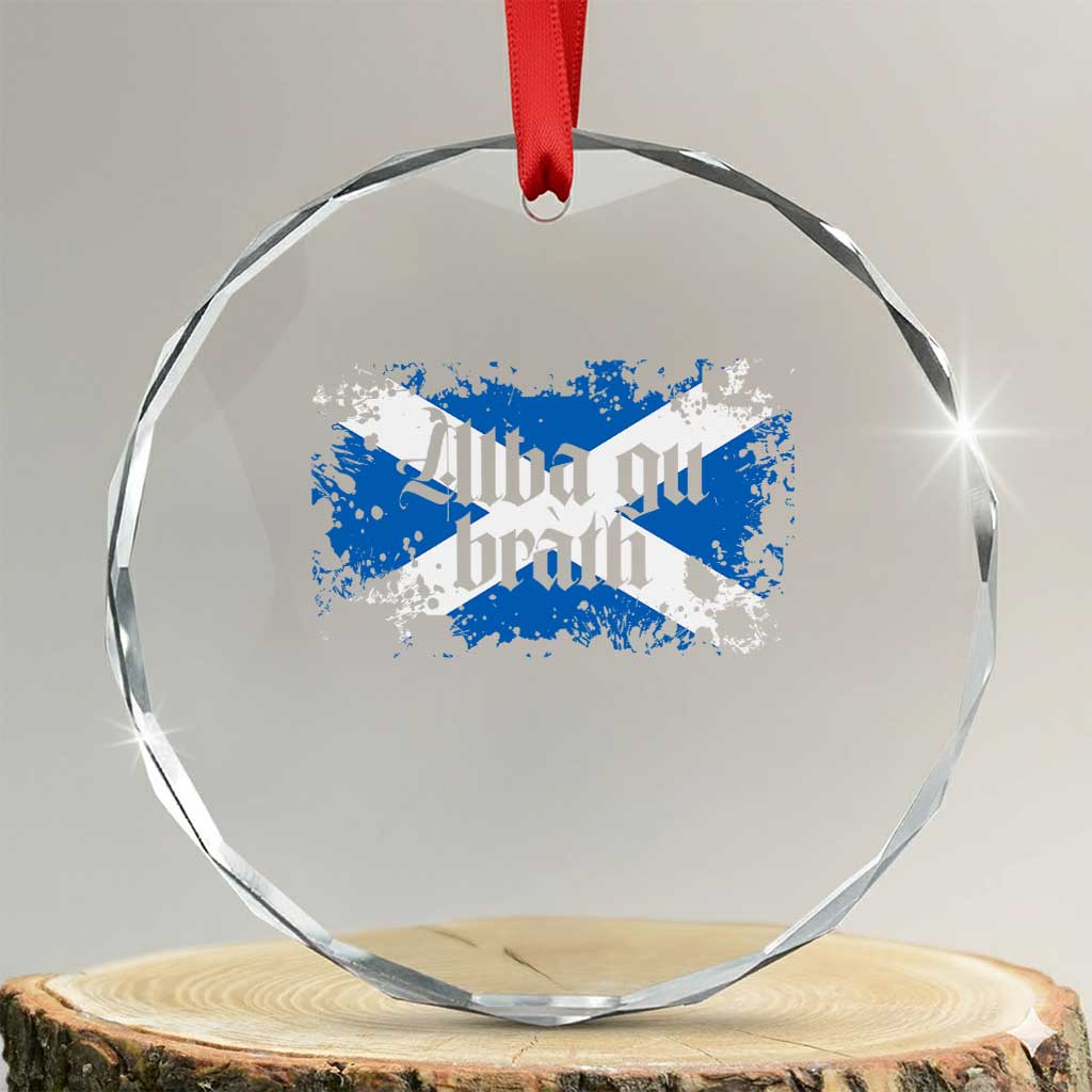 Alba Gu Brath Crystal Glass Ornament Vintage Scottish Scotland Flag Saltire TS11 Transparent Glass 3'' Circle Print Your Wear