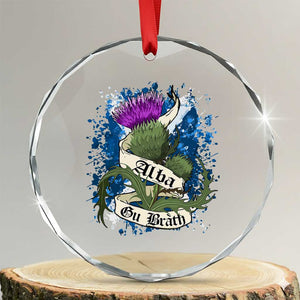 Alba Gu Brath Crystal Glass Ornament Vintage Thistle Flower Scottish Scotland Flag Saltire TS11 Transparent Glass 3'' Circle Print Your Wear