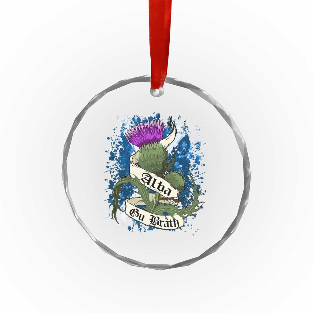 Alba Gu Brath Crystal Glass Ornament Vintage Thistle Flower Scottish Scotland Flag Saltire TS11 Print Your Wear