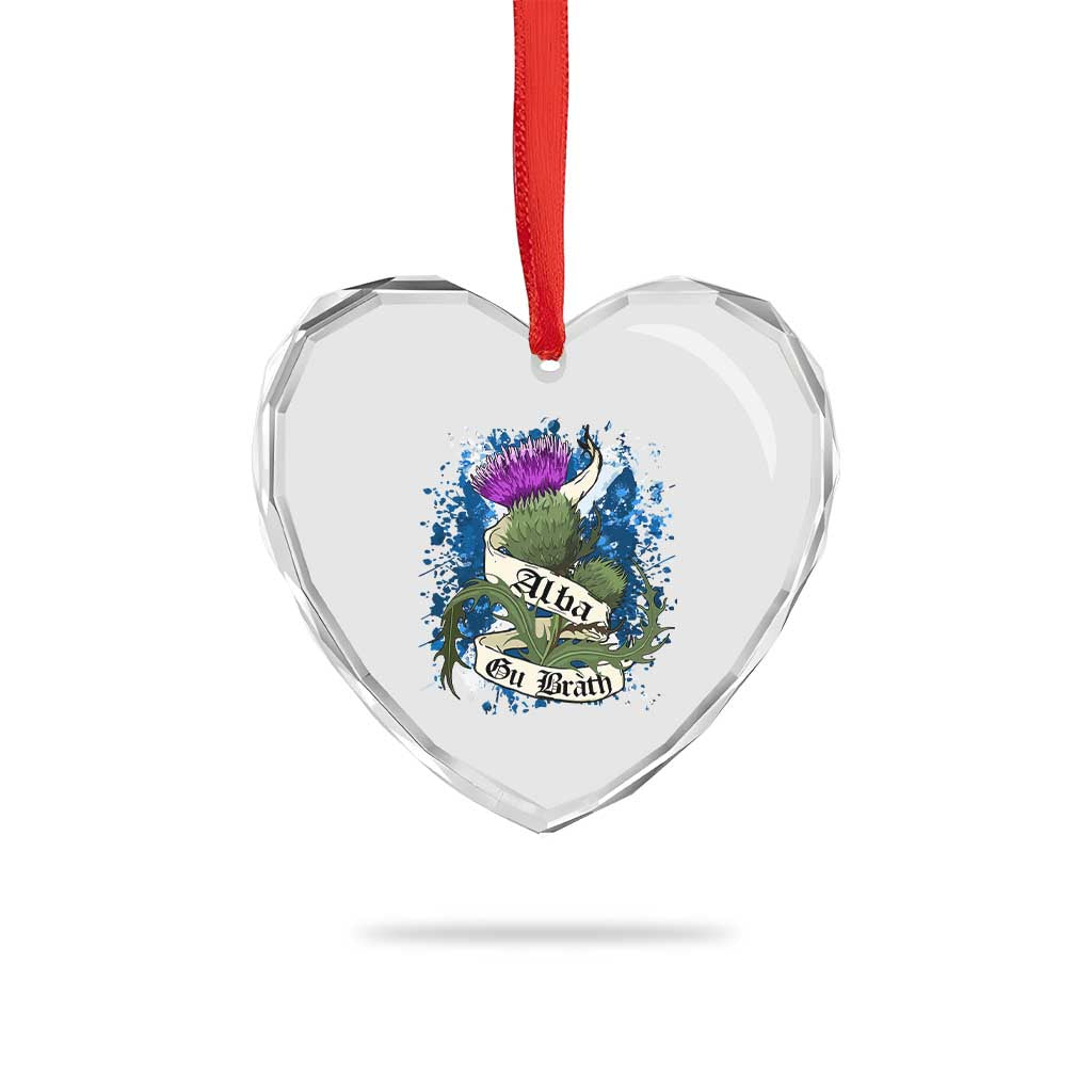 Alba Gu Brath Heart Crystal Glass Ornament Vintage Thistle Flower Scottish Scotland Flag Saltire TS11 Print Your Wear