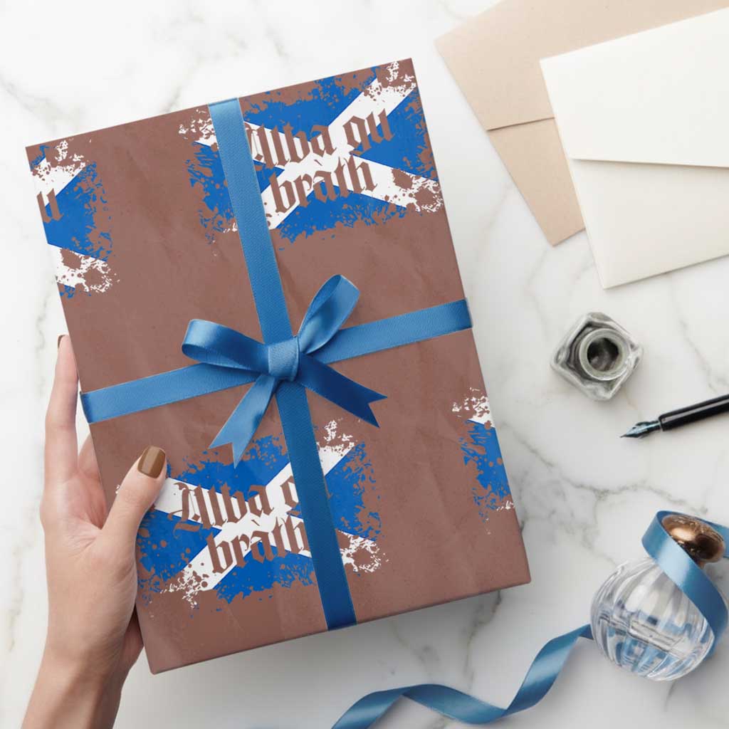 Alba Gu Brath Wrapping Paper Roll Vintage Scottish Scotland Flag Saltire TS11 Mocha Print Your Wear