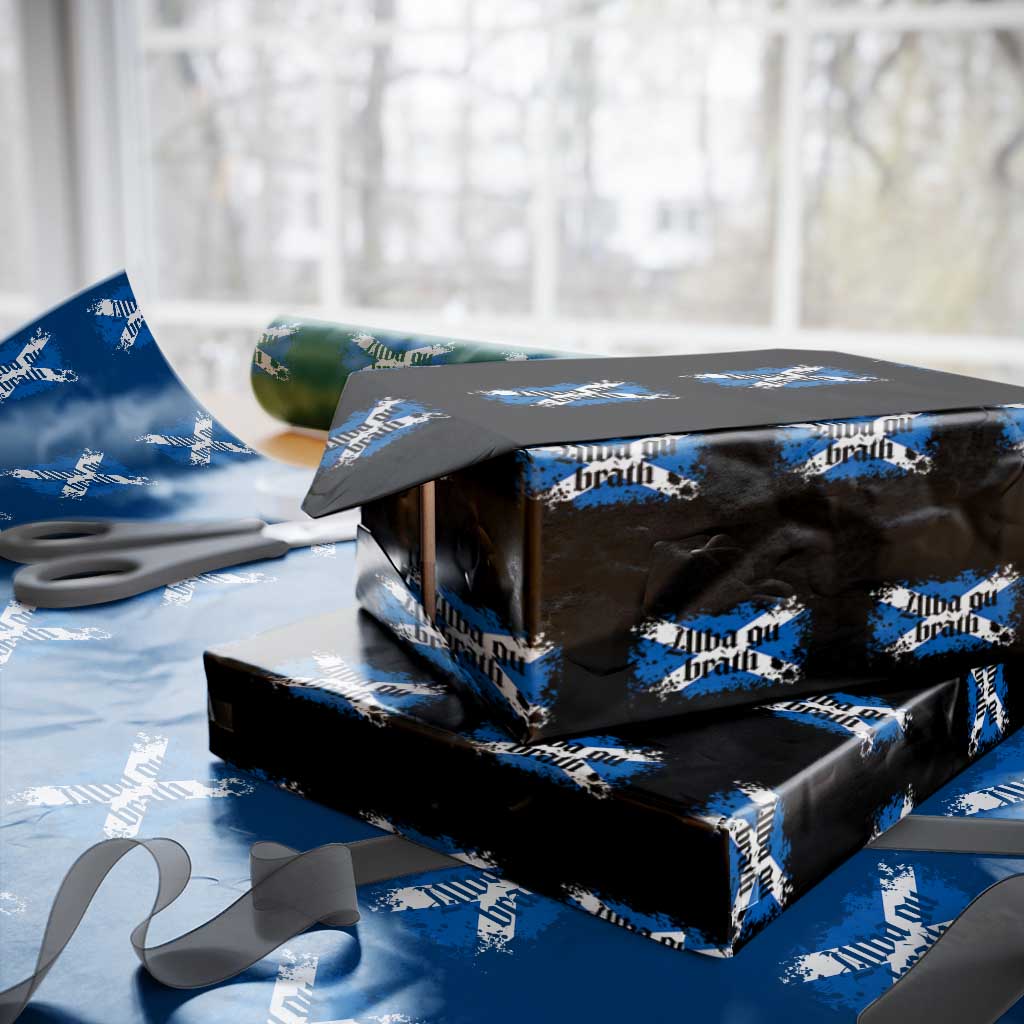Alba Gu Brath Wrapping Paper Roll Vintage Scottish Scotland Flag Saltire TS11 Black Print Your Wear